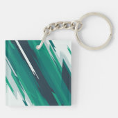 Dynamische groene geometrische abstracte kunst sleutelhanger (Achterkant)