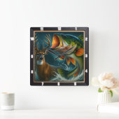 Dynamische herten en bas vierkante klok (Huis)