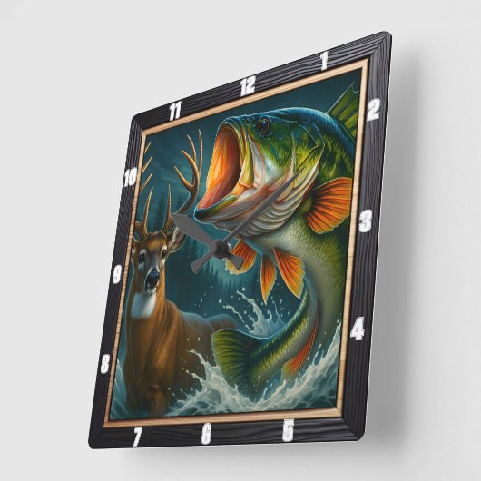 Dynamische herten en bas vierkante klok (Hoek)