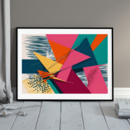 Dynamische hoeken en kleurenburst poster