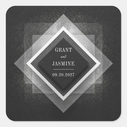 Dynamische Houtskool Gletsjer Geometrische Elegant Vierkante Sticker (Voorkant)