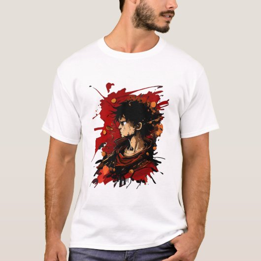 Dynamische illustratie Luffy met bemanning in Anim T-shirt (Voorkant)