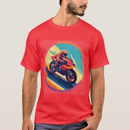 Dynamische illustratie van motorrijder in race t-shirt