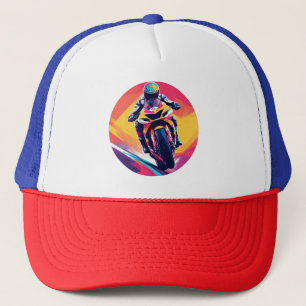 Dynamische Illustratie van Motorrijder Racen Trucker Pet