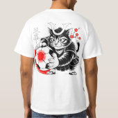 Dynamische Japanse Samurai Voetbal Kat - Voetbal F T-shirt (Achterkant)