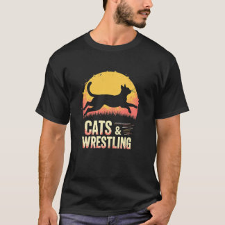 Dynamische katten en worstelenergie t-shirt