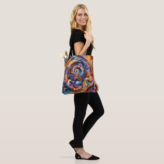 dynamische kleurvortex tote bag (Op model)