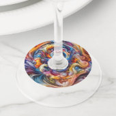 dynamische kleurvortex wijnglaslabel (Dichtbij)