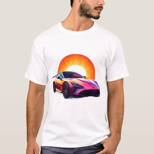 Dynamische kwaststreek sportauto kunststijl t-shirt (Voorkant)