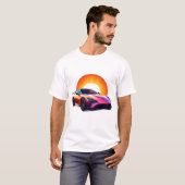 Dynamische kwaststreek sportauto kunststijl t-shirt (Voorkant volledig)