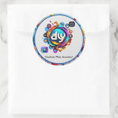 Dynamische logo's met creatieve flair ronde sticker (Tas)