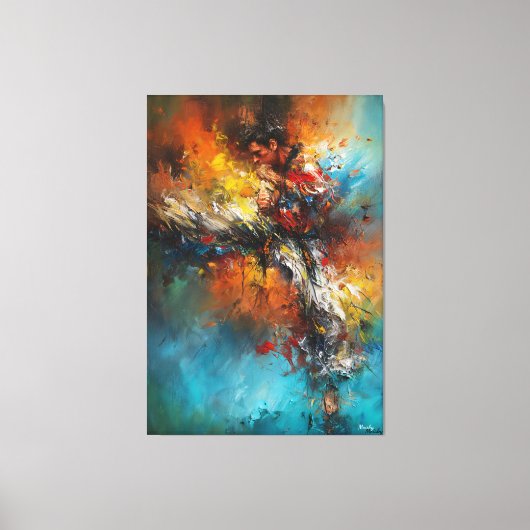 Dynamische Martial Arts Abstracte Schilderkunst En Canvas Afdruk (Voorkant)
