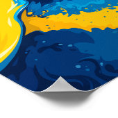 Dynamische mix van gele, blauwe en oranje accenten poster (Hoek)