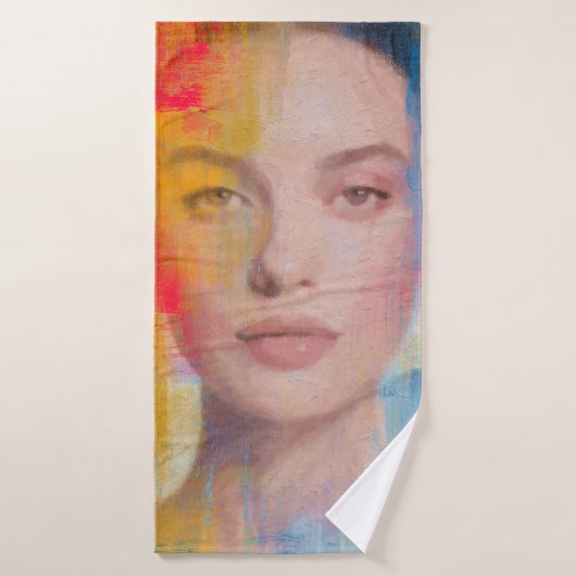 Dynamische Mixed Media Portretkunst Badhanddoek (Badhanddoek)