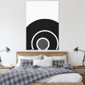 Dynamische moderne zwart wit grijs concentrische k canvas afdruk (Insitu (Slaapkamer))