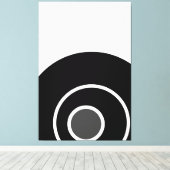 Dynamische moderne zwart wit grijs concentrische k canvas afdruk (Insitu (Houten vloer))