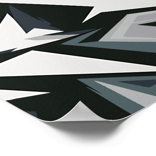 Dynamische monochrome geometrische kunst poster (Hoek)