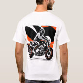 Dynamische Motorfiets Illustratie met Rider T-shirt (Achterkant)