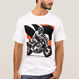 Dynamische motorillustratie met berijder t-shirt