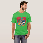 Dynamische Muziek Hart Levendig Instrument T-shirt (Voorkant volledig)
