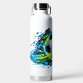 Dynamische Neon Abstracte Voetbal Waterfles (Voorkant)