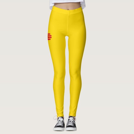 Dynamische Nieuwe Vlag van de Staat Mexico Grafisc Leggings (Voorkant)