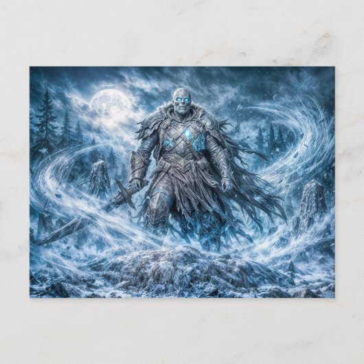 Dynamische ondood krijger in donkere fantasy-atmos briefkaart (Voorkant)