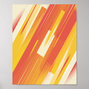 Dynamische Oranje en gele strepen Poster