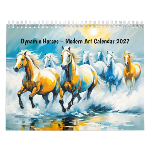 Dynamische paarden – Moderne kunstalkender Kalender (Hoes)