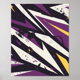 Dynamische Paarse en gele geometrische Abstracte k Poster