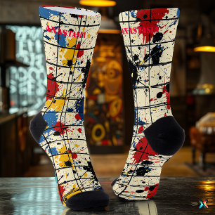 Dynamische Paint Splatter Soks met Modern Abstract Sokken