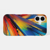 Dynamische penseelstreek moderne kunst iPhone 16 hoesje (Achterkant horizontaal)