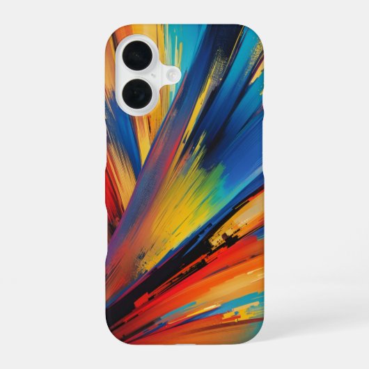 Dynamische penseelstreek moderne kunst iPhone 16 hoesje (Achterkant)