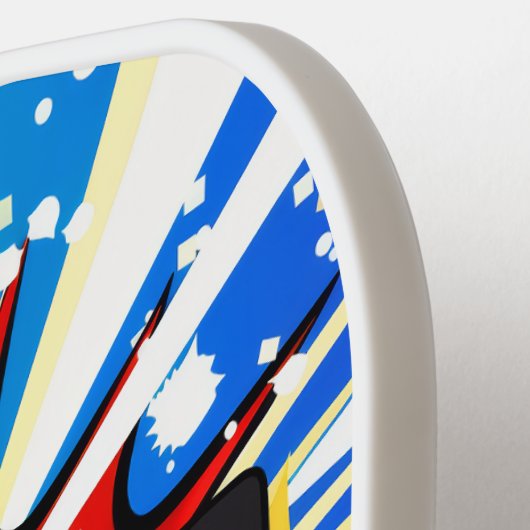Dynamische 'POW' Comic-Style Pickleball Paddle (Links Detail)