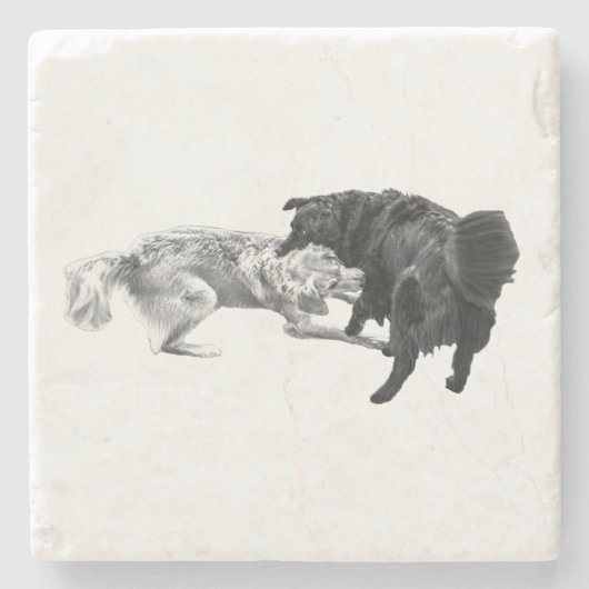 Dynamische Pugs, Tafel Schaduw Stenen Onderzetter (Voorkant)