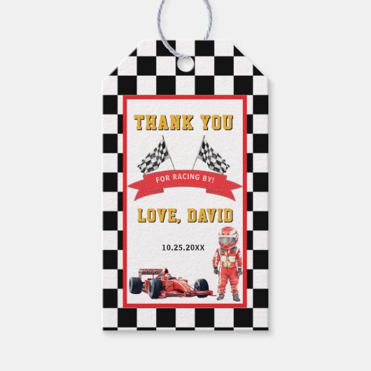 Dynamische Race Day Dankjewel Cadeaulabel (Voorkant)