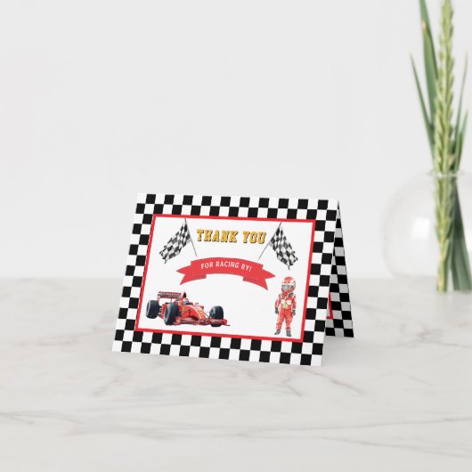 Dynamische raceauto bedankkaart (Voorkant)