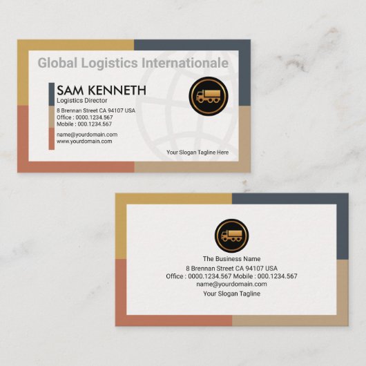 Dynamische rechthoekgrens Globale Logistiek Visitekaartje (Voorkant / Achterkant)