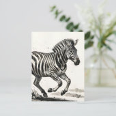 Dynamische rennende zebra-inkt kunst briefkaart (Staand voorkant)