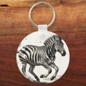 Dynamische rennende zebra-inkt kunst sleutelhanger (Achterkant)