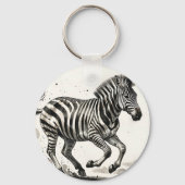 Dynamische rennende zebra-inkt kunst sleutelhanger (Achterkant)
