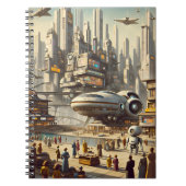 Dynamische retrofuturistische ruimtepoort Sci-Fi Notitieboek (Voorkant)