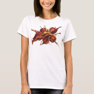 Dynamische rode abstracte appel modeprint t-shirt