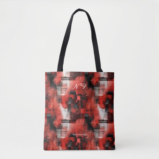 Dynamische rode Abstracte gepersonaliseerde Canvas Tote Bag (Voorkant)