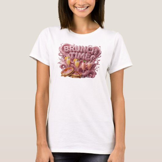 Dynamische Rode BRUNCH TIJD 3D Tekst Kunst T-shirt (Voorkant)