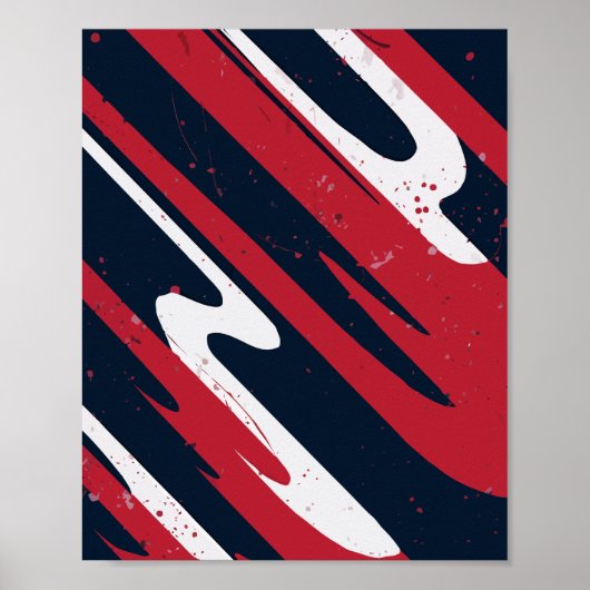 Dynamische rode en witte borstelstrepen poster (Voorkant)