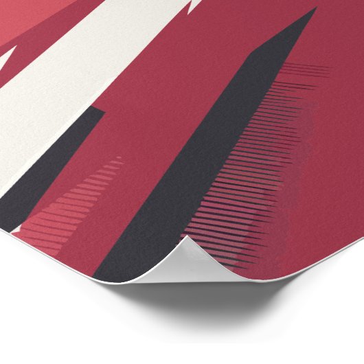 Dynamische rode en zwarte Abstracte strepen Poster (Hoek)