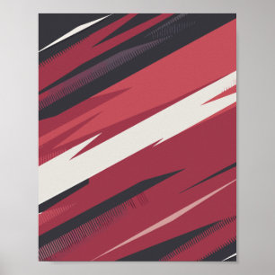 Dynamische rode en zwarte Abstracte strepen Poster