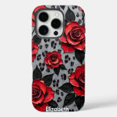 Dynamische rode rozen op getextureerd doek Case-Mate iPhone case (Achterkant)