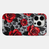 Dynamische rode rozen op getextureerd doek Case-Mate iPhone case (Achterkant (horizontaal))